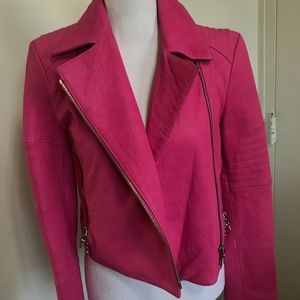 J Brand Hot Pink Leather Jacket brand new